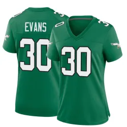 Women's Justin Evans Philadelphia Eagles No.30 Game Kelly Alternate Jersey - Green