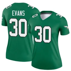 Women's Justin Evans Philadelphia Eagles No.30 Legend Kelly Alternate Jersey - Green