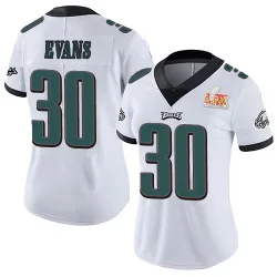 Women's Justin Evans Philadelphia Eagles No.30 Limited Vapor Untouchable Super Bowl LIX Jersey - White