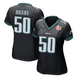 Women's KJ Henry Philadelphia Eagles No.50 Game Alternate Super Bowl LIX Jersey - Black