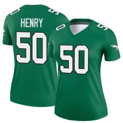 Women's KJ Henry Philadelphia Eagles No.50 Legend Kelly Alternate Jersey - Green