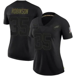 Women's Keilan Robinson Philadelphia Eagles No.35 Limited 2020 Salute To Service Jersey - Black
