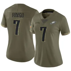 Women's Kelee Ringo Philadelphia Eagles No.7 Limited 2022 Salute To Service Jersey - Olive