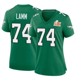 Women's Kendall Lamm Philadelphia Eagles No.74 Game Kelly Alternate Super Bowl LIX Jersey - Green