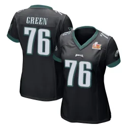 Women's Kenyon Green Philadelphia Eagles No.76 Game Alternate Super Bowl LIX Jersey - Black
