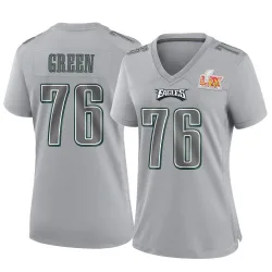 Women's Kenyon Green Philadelphia Eagles No.76 Game Atmosphere Fashion Super Bowl LIX Jersey - Gray