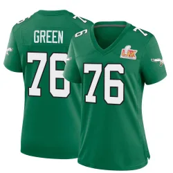 Women's Kenyon Green Philadelphia Eagles No.76 Game Kelly Alternate Super Bowl LIX Jersey - Green