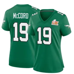 Women's Kyle McCord Philadelphia Eagles No.19 Game Kelly Alternate Super Bowl LIX Jersey - Green