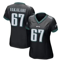 Women's Laekin Vakalahi Philadelphia Eagles No.67 Game Alternate Jersey - Black