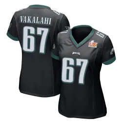 Women's Laekin Vakalahi Philadelphia Eagles No.67 Game Alternate Super Bowl LIX Jersey - Black