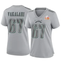 Women's Laekin Vakalahi Philadelphia Eagles No.67 Game Atmosphere Fashion Super Bowl LIX Jersey - Gray