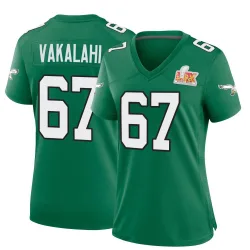 Women's Laekin Vakalahi Philadelphia Eagles No.67 Game Kelly Alternate Super Bowl LIX Jersey - Green