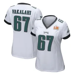 Women's Laekin Vakalahi Philadelphia Eagles No.67 Game Super Bowl LIX Jersey - White