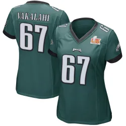 Women's Laekin Vakalahi Philadelphia Eagles No.67 Game Team Color Super Bowl LIX Jersey - Green