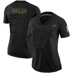 Women's Laekin Vakalahi Philadelphia Eagles No.67 Limited 2020 Salute To Service Jersey - Black