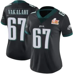 Women's Laekin Vakalahi Philadelphia Eagles No.67 Limited Alternate Vapor Untouchable Super Bowl LIX Jersey - Black