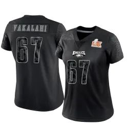 Women's Laekin Vakalahi Philadelphia Eagles No.67 Limited Reflective Super Bowl LIX Jersey - Black