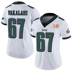 Women's Laekin Vakalahi Philadelphia Eagles No.67 Limited Vapor Untouchable Super Bowl LIX Jersey - White