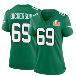 Women's Landon Dickerson Philadelphia Eagles No.69 Game Kelly Alternate Super Bowl LIX Jersey - Green