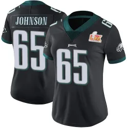 Women's Lane Johnson Philadelphia Eagles No.65 Limited Alternate Vapor Untouchable Super Bowl LIX Jersey - Black