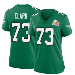 Women's Le'Raven Clark Philadelphia Eagles No.73 Game Kelly Alternate Super Bowl LIX Jersey - Green