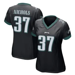 Women's Lew Nichols Philadelphia Eagles No.37 Game Alternate Jersey - Black