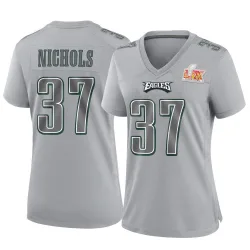 Women's Lew Nichols Philadelphia Eagles No.37 Game Atmosphere Fashion Super Bowl LIX Jersey - Gray