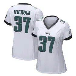Women's Lew Nichols Philadelphia Eagles No.37 Game Jersey - White