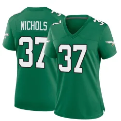Women's Lew Nichols Philadelphia Eagles No.37 Game Kelly Alternate Jersey - Green
