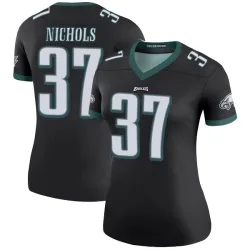 Women's Lew Nichols Philadelphia Eagles No.37 Legend Color Rush Jersey - Black