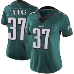 Women's Lew Nichols Philadelphia Eagles No.37 Limited Midnight Team Color Vapor Untouchable Jersey - Green