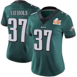 Women's Lew Nichols Philadelphia Eagles No.37 Limited Midnight Team Color Vapor Untouchable Super Bowl LIX Jersey - Green