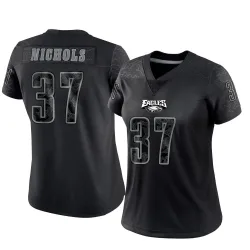 Women's Lew Nichols Philadelphia Eagles No.37 Limited Reflective Jersey - Black