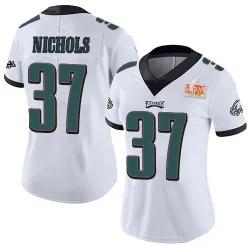 Women's Lew Nichols Philadelphia Eagles No.37 Limited Vapor Untouchable Super Bowl LIX Jersey - White