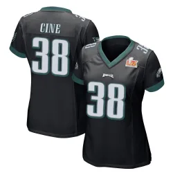 Women's Lewis Cine Philadelphia Eagles No.38 Game Alternate Super Bowl LIX Jersey - Black