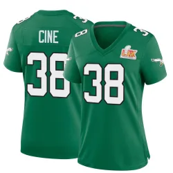 Women's Lewis Cine Philadelphia Eagles No.38 Game Kelly Alternate Super Bowl LIX Jersey - Green