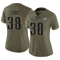Women's Lewis Cine Philadelphia Eagles No.38 Limited 2022 Salute To Service Jersey - Olive