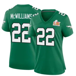Women's Mac McWilliams Philadelphia Eagles No.22 Game Kelly Alternate Super Bowl LIX Jersey - Green