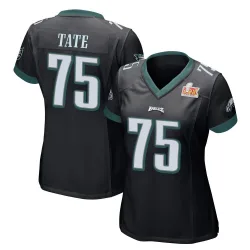 Women's Marcus Tate Philadelphia Eagles No.75 Game Alternate Super Bowl LIX Jersey - Black