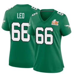 Women's Matt Leo Philadelphia Eagles No.66 Game Kelly Alternate Super Bowl LIX Jersey - Green