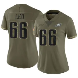 Women's Matt Leo Philadelphia Eagles No.66 Limited 2022 Salute To Service Jersey - Olive