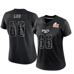 Women's Matt Leo Philadelphia Eagles No.66 Limited Reflective Super Bowl LIX Jersey - Black