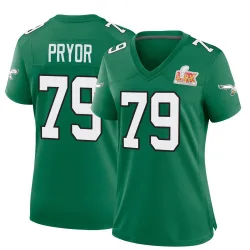 Women's Matt Pryor Philadelphia Eagles No.79 Game Kelly Alternate Super Bowl LIX Jersey - Green