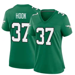 Women's Maxen Hook Philadelphia Eagles No.37 Game Kelly Alternate Jersey - Green