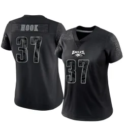 Women's Maxen Hook Philadelphia Eagles No.37 Limited Reflective Jersey - Black
