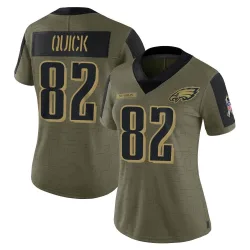 Women's Mike Quick Philadelphia Eagles No.82 Limited 2021 Salute To Service Jersey - Olive