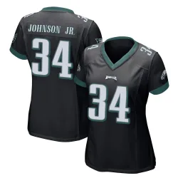 Women's Montrell Johnson Jr. Philadelphia Eagles No.34 Game Alternate Jersey - Black