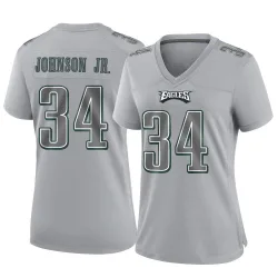 Women's Montrell Johnson Jr. Philadelphia Eagles No.34 Game Atmosphere Fashion Jersey - Gray