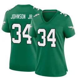 Women's Montrell Johnson Jr. Philadelphia Eagles No.34 Game Kelly Alternate Jersey - Green