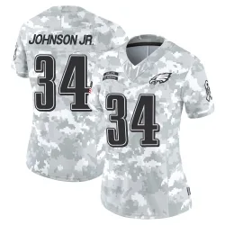 Women's Montrell Johnson Jr. Philadelphia Eagles No.34 Limited 2024 Salute to Service Jersey - Arctic Camo